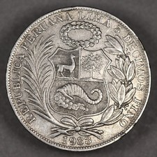 1933 Peru Silver 1 Sol