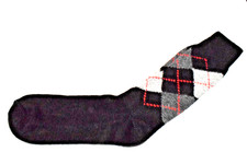 Vintage Black Argyle Socks 60s 70s Gray Theme Argyle Red Mens 8 x 9" NWT 10-11