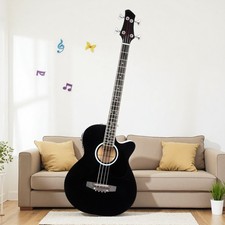 4-String Beginner Acoustic Electric Bass Guitar Set - Cutaway EQ Bag Black