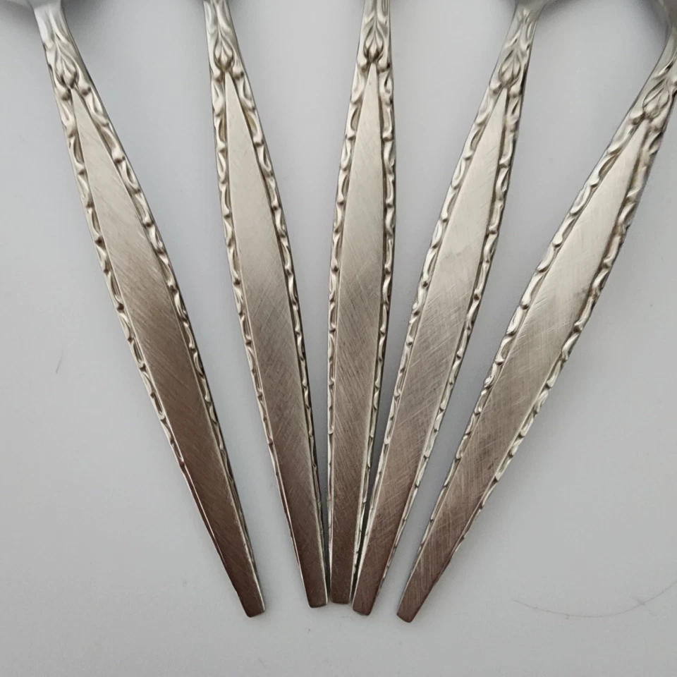 Vintage Onieda Community Venetia Stainless Burnished Set Of 5 Teaspoons - Image 2 of 4