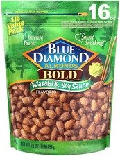 Blue Diamond Almonds Wasabi Soy Sauce 16 Ounce Pack of 1 , 16oz Bags