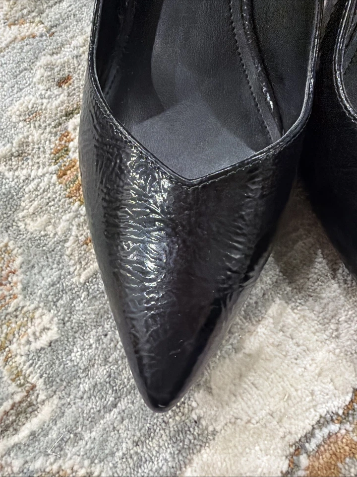 Marc Fisher Black Patent Leather Sling back Heels Pointed Toe Women’s Size 8.5 M - Image 2 of 4