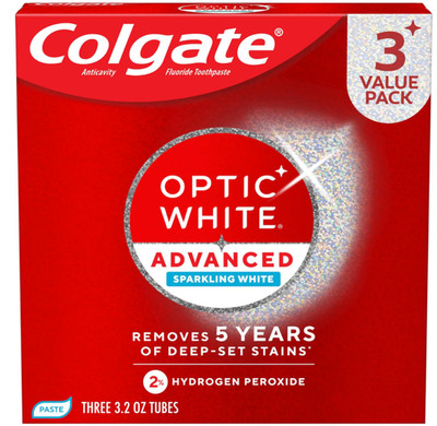 Colgate Optic White Advanced Hydrogen Peroxide Toothpaste, 3 Pack, 3.2 oz