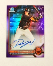 Diego Velasquez 2022 1st Bowman Chrome AUTO PURPLE REFRACTOR 056/250 Giants V6