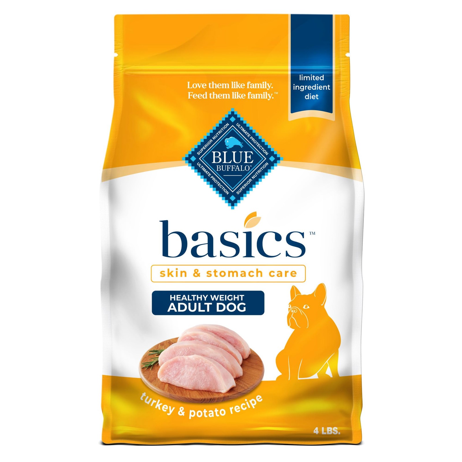 Blue Buffalo Basics Healthy Weight Adult Dry Dog Food, Skin & Stomach Care,