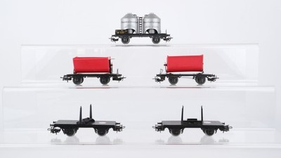 Märklin H0 Konvolut Kipplore, Kohlenstaubwagen, Drehschemelwagen DB u. a. (Kette