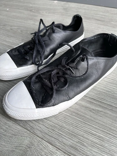 Scarpe da ginnastica basse uomo Converse nere in pelle UK 10