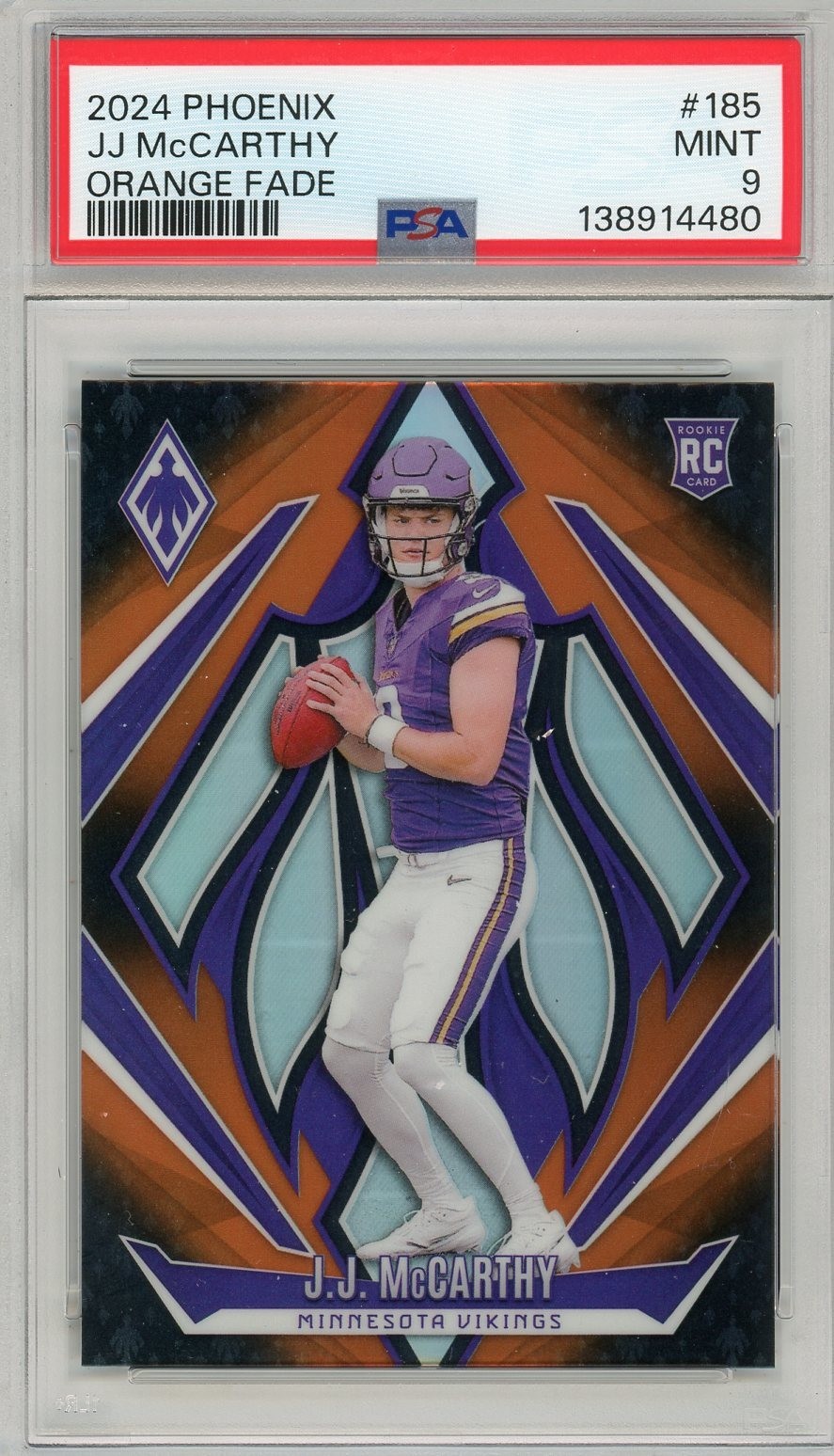 2024 Phoenix Orange Fade Rookie PSA 9 JJ MCCARTHY No. 185!