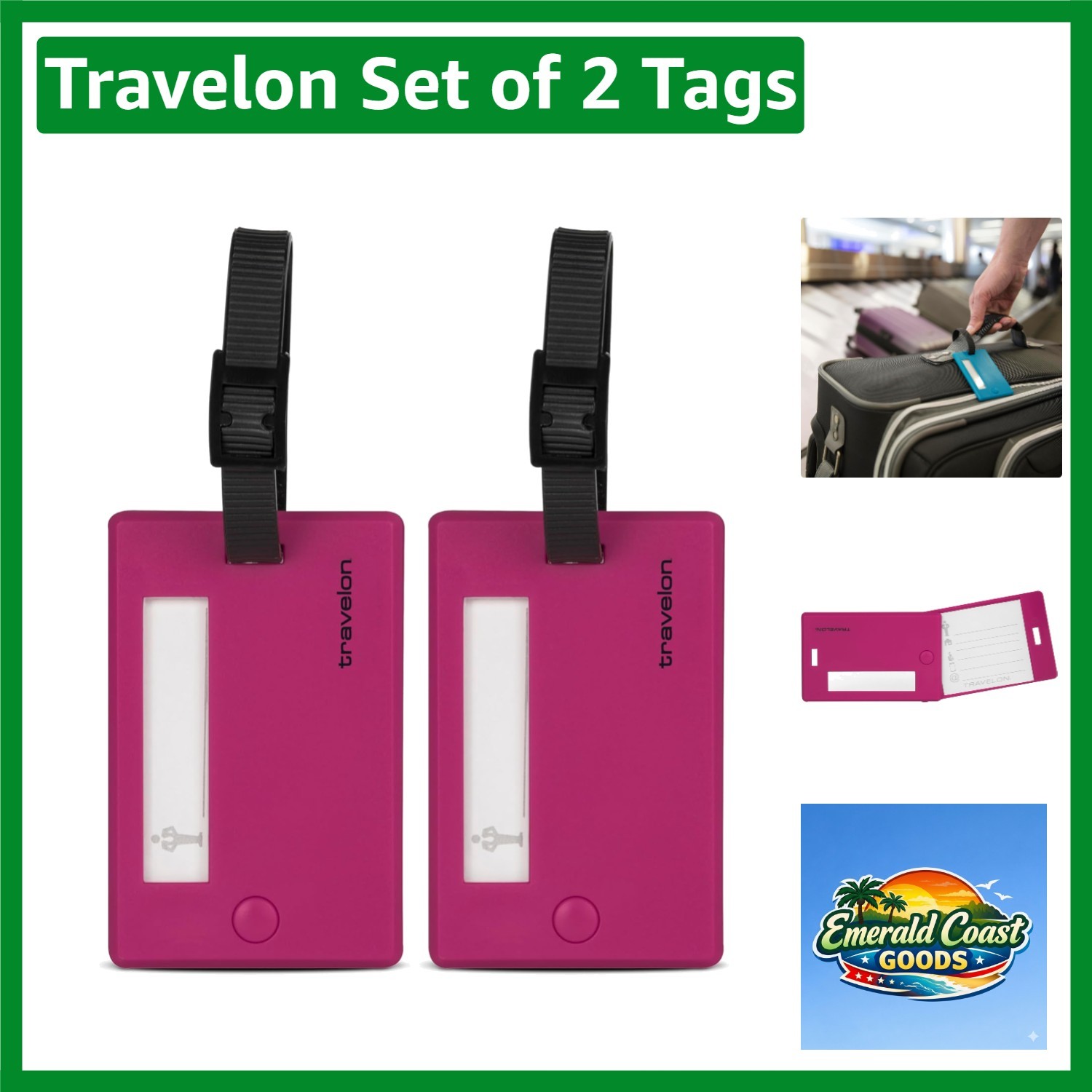 Tags In Bold Berry - Durable, Configured For Secure Travel