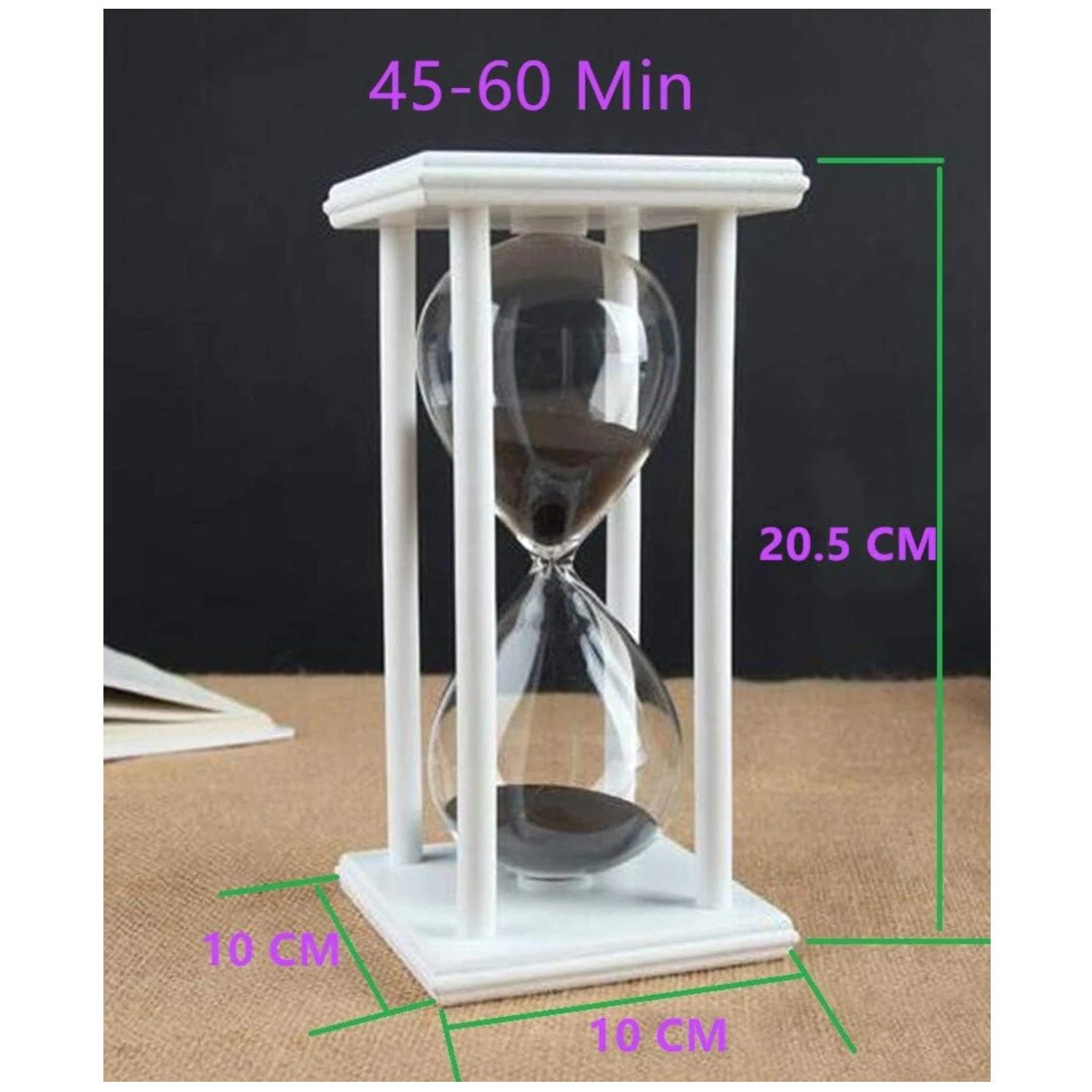 60-Minute Sandglass Timer, Black & White