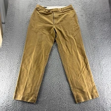 J Peterman Dress Pants Mens 36x32 Beige Brushed Cotton Twill Straight Fit