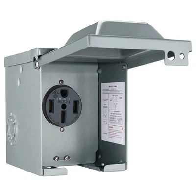 50 Amp RV Power Outlet Box NEMA 14-50R Lockable Weatherproof 125/250V - image 1 of 4