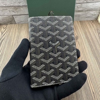 Goyard Black Leather Passport Holder with Sleeves Included