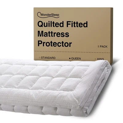 WonderSleep Queen Size Mattress Pad Cover Quilted Fitted Protector - Queen Size
