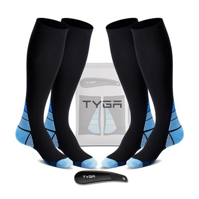 TYGA STORE (2 Pairs) Compression Socks for Men & Women Speed Recovery Best Graduated (L/XL)