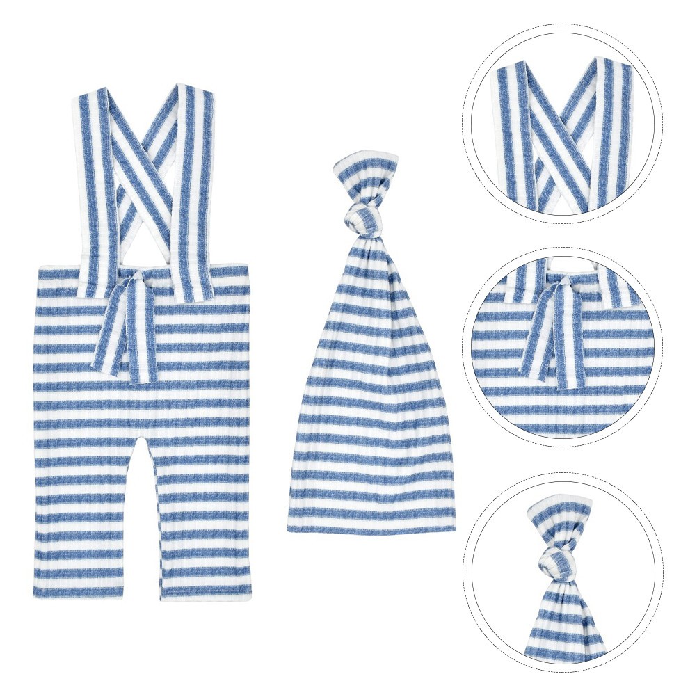 Infant Newborn Photo Clothing Blue Striped Reusable Baby Photography Outfit Set