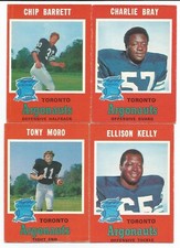 1971 OPC CFL TORONTO ARGONAUTS 4 CARD LOT inc KELLY, BRAY, MORO    VG/EX+  LT112
