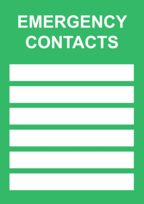POSTER Hinweis Firma Notfall Kontakte Informationsschild LAMINIERT Text hinzufügen