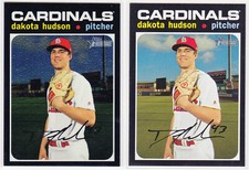 Dakota Hudson Cardinals 2020 Topps Heritage Black Chrome 765/999 & #229 Base