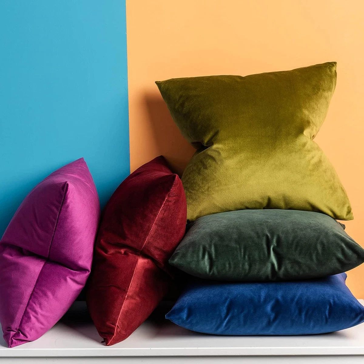 Olive green velvet throw sale