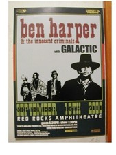 Ben Harper Handbill poster Galactic Red Rocks