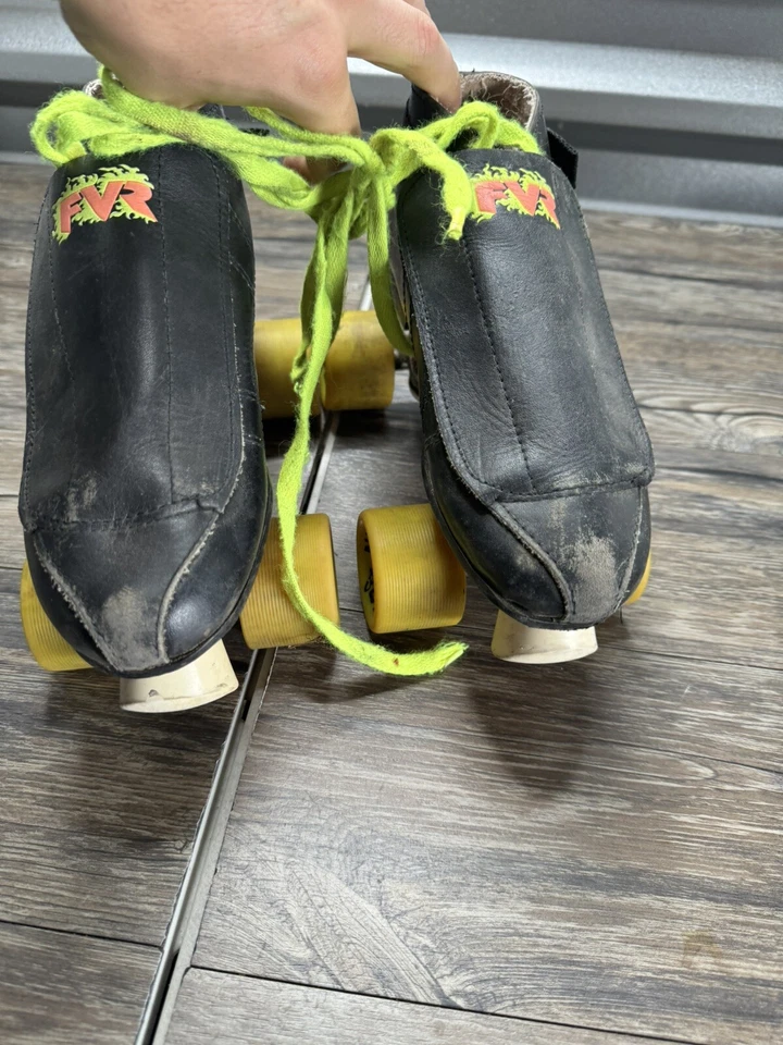 De Colección Patines de Velocidad Cuero Quad Cruiser Negro Naranja Desconocido Talla Nitro Foto 3 de 4