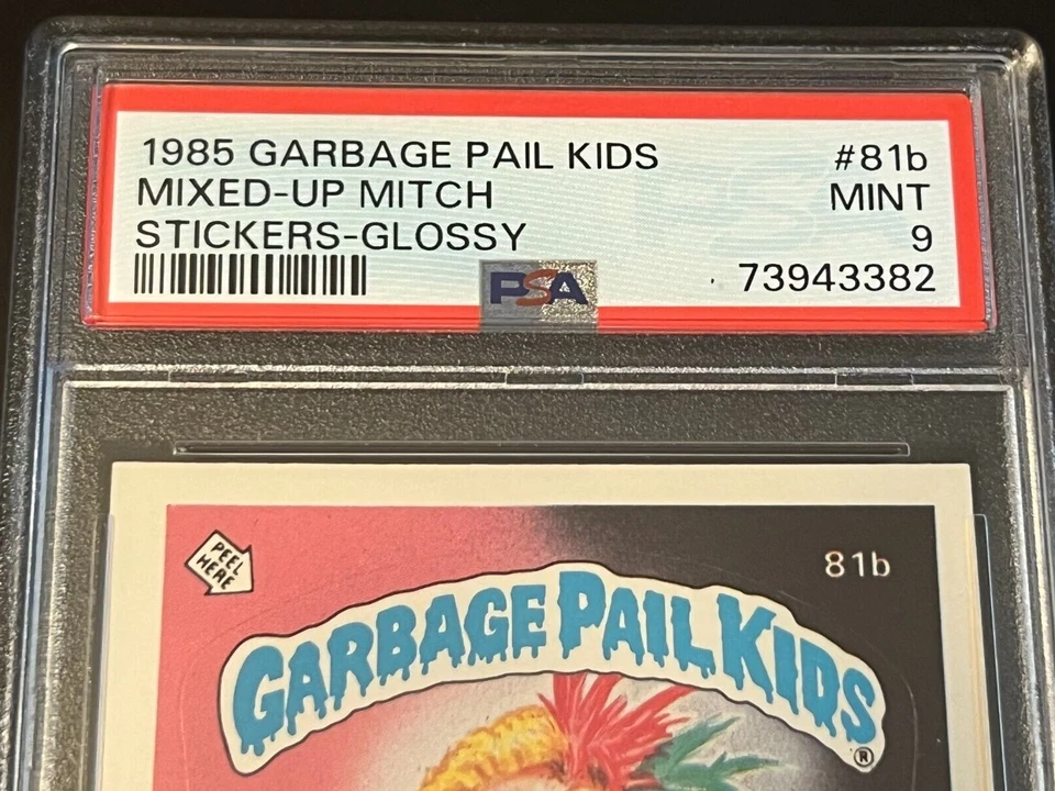 Garbage Pail Kids #81b 1985 brillante mezclado mitch brillante PSA 9 losa nueva Foto 2 de 4