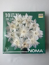Vintage NOMA 10 Lite Silk White Poinsettia Wreath Tree Top 8" Diameter