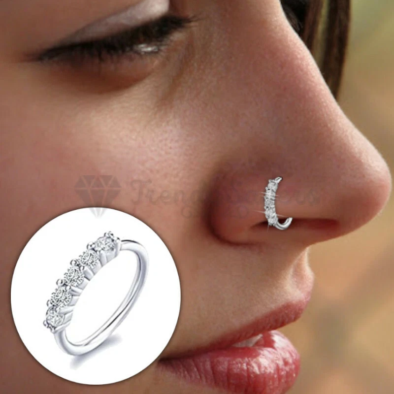 Opal Hoop Nose Ring G23 Titanium Hinge Conch Daith Rook - Temu