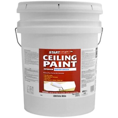 True Value CBW-5GL Start Right Brite White Flat Latex Ceiling Paint, 5-Gallon
