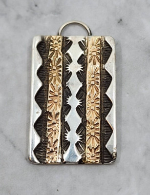 Apache Marc Antia Sterlingsilber & 14 Karat Gold Handarbeit Halskette Anhänger