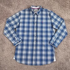 JACK WILLS Blue White Long-Sleeve Basic Collared Button-Up Shirt Men M Cotton