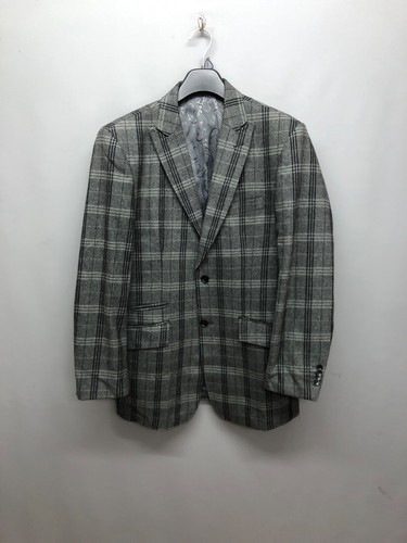 William Hunt Savile Row Men's Grey Wool Rich Check Blazer Jacket Size 40 - Picture 2 of 16