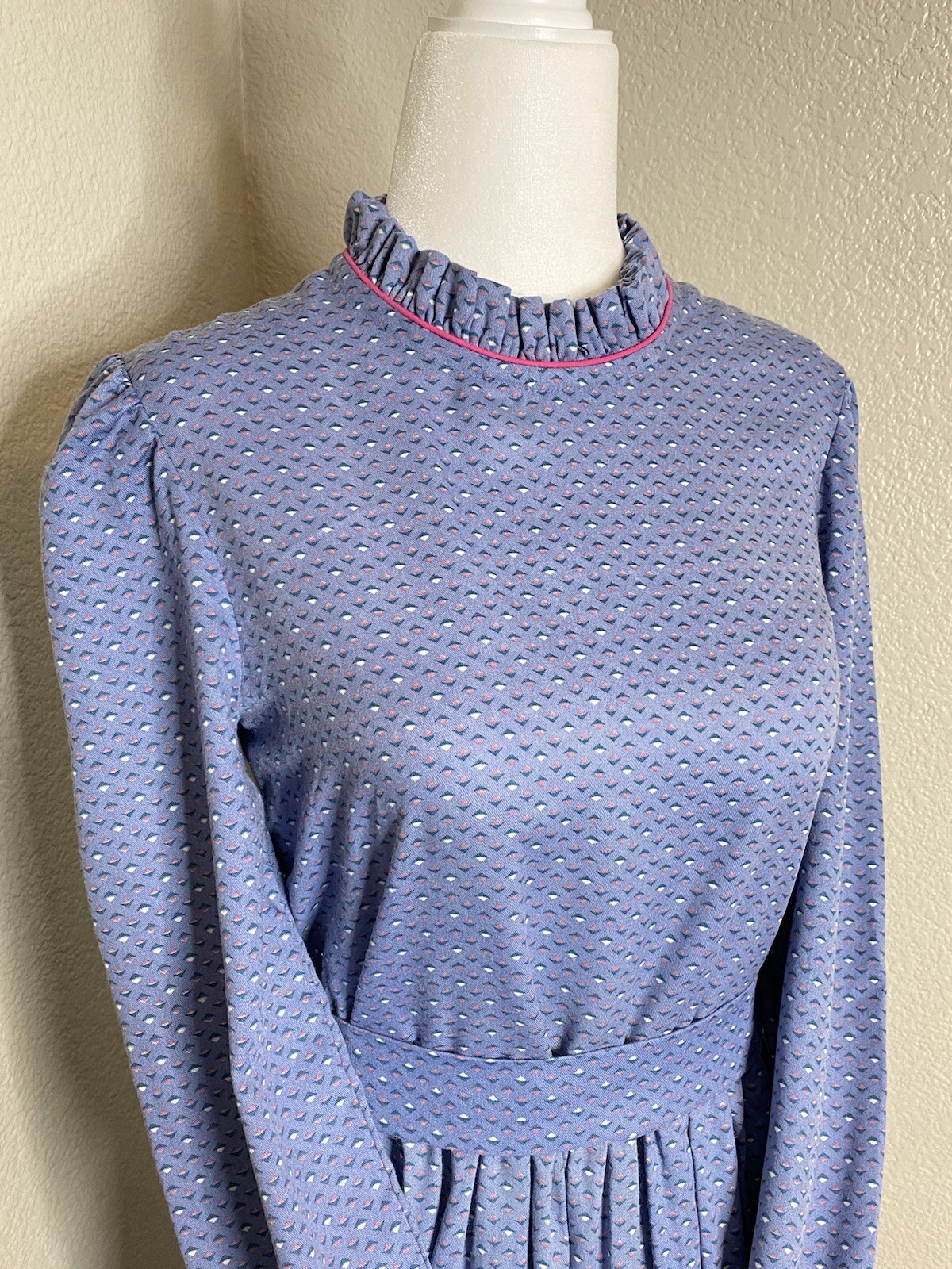 Abito cottagecore vintage anni '80 Yves Saint Laurent donna piccolo blu VEDI DESC.