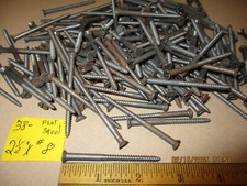 38---NEW-OLD STOCK, SLOTTED FLAT HEAD STEEL WOOD SCREWS  2 1/2" LONG X #8=11/64"