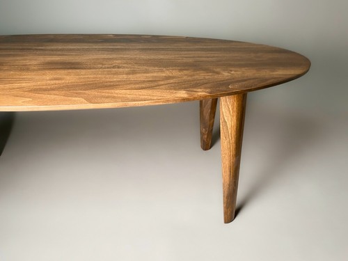 Oval Wooden Coffe Table "Kelvin", Expertly Handcrafted Mid Century Coffee Table - Picture 2 of 10
