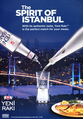 YENI RAKI VODKA AD #1 RARE 2012 OUT OF PRINT THE SPIRIT OF ISTANBUL