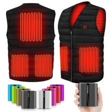 Electric Heated Vest for Men 5 Heating Zones with 12000mAh Battery Power Bank