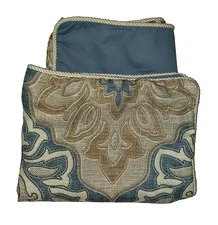 CROSCILL Standard Reversible Pillow Shams Rope Trim Floral Blue Set of 2