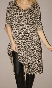 Sexy Kleid Leo Long Tunika Damen Animal Print S 36 38 40 L Beige Top Trend Ebay