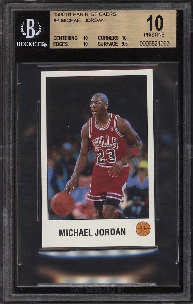 BGS 10 PRISTINE 1990-91 Panini Stickers #K MICHAEL JORDAN
