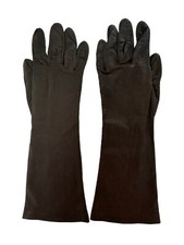 Grandoe GLOVES WPL9633 Vtg 7-1/2 Brown Opera Luxury Soft Leather Half Elbow Silk