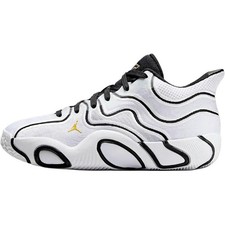 Jordan Tatum 3 Abrasion Resistant Mid Top Childrens Basketball Shoes White Black