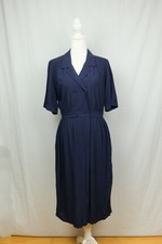 Uniqlo Midi Dress Navy Blue Button Up Lightweight Size S