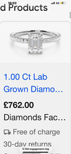 1.00ctw Lab-Created Diamond Emerald Cut Engagement Ring 18ct White Gold Q IGI