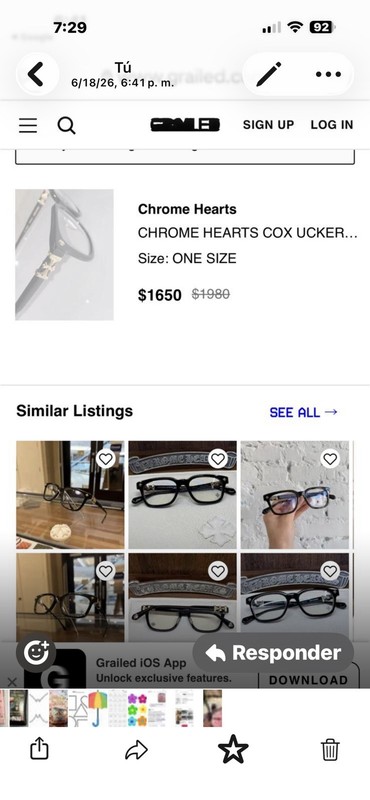Chrome Hearts COX UCKER Black Solid Full Rim Plastic Eyeglasses Frames