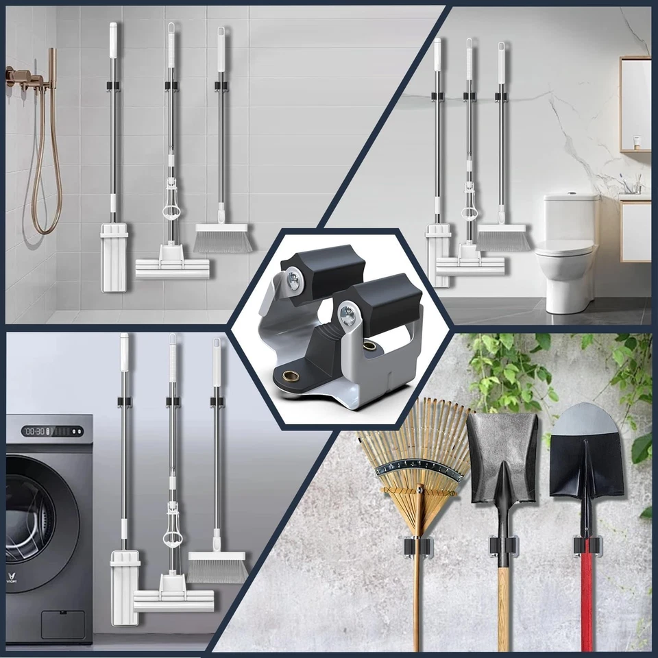 Organizador de escoba fácil de usar - Solución de almacenamiento montada en la pared Foto 4 de 4