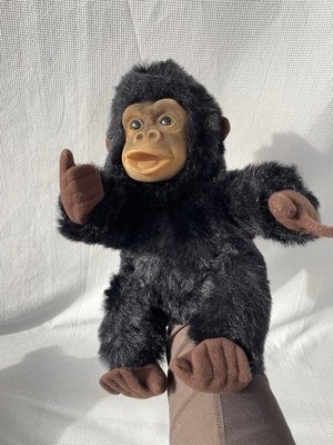 Vintage 1994 Hosung Monkey Chimp Plush Doll Hand Puppet Mouth Squeaker
