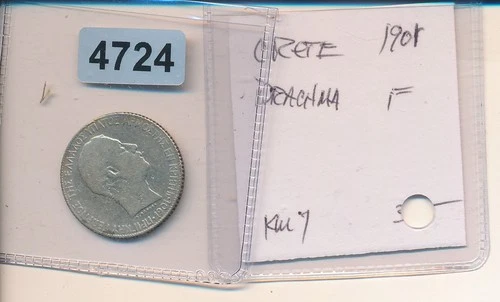 CRETE - 1901 - SILVER DRACHMA - FINE - RARE - #4724