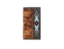 3D Western Wallet Mens Floral Tooled Embroidery Rodeo Brown D250010802